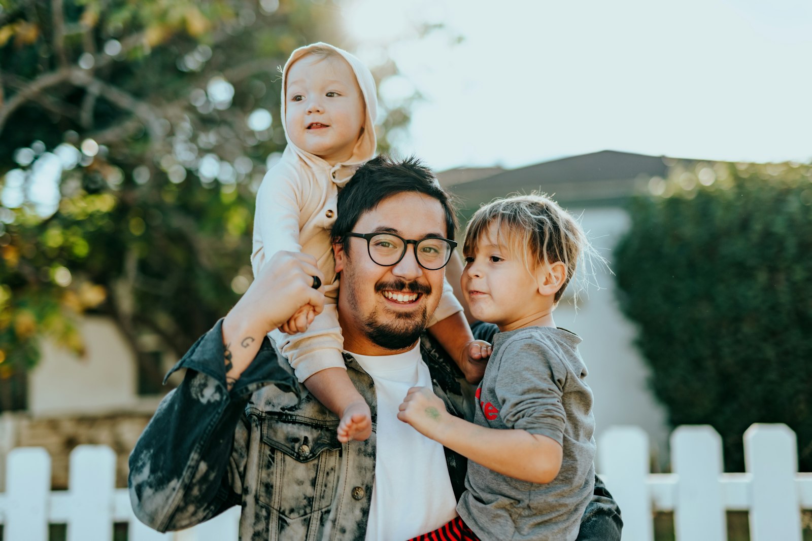 Family walking together in a park